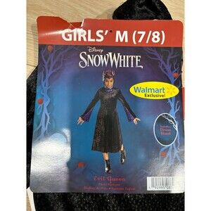 Disney Snow White Evil Queen Costume Girls M 7/8 Black Dress Hood Disguise